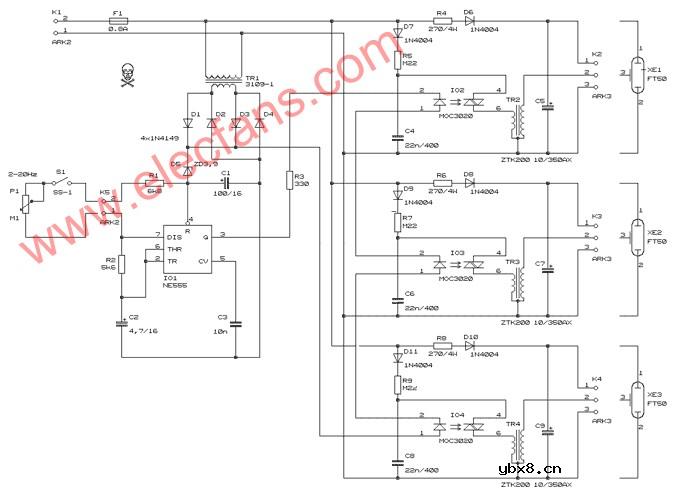 三频闪仪电路 Triple Stroboscope