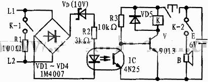 光藕组成的电话保安装置电路