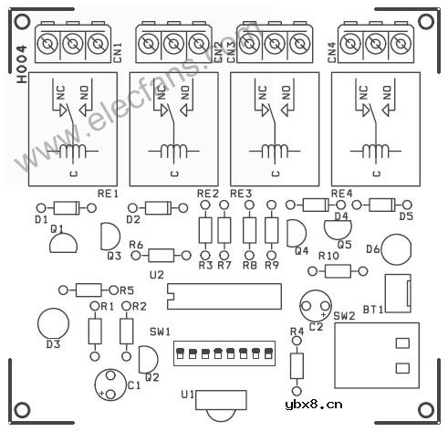 4通道红外遥控继电器电路,4 channel infrare