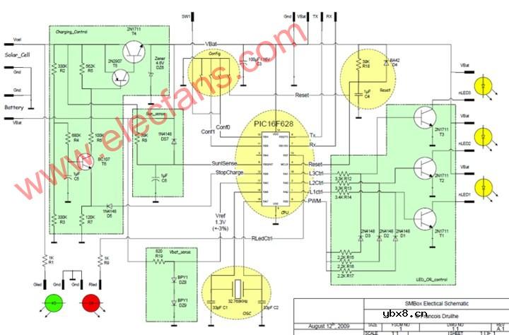 太阳能邮箱项目电路,Solar Mailbox projec