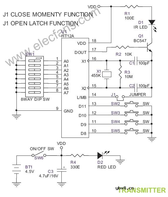 4通道红外遥控继电器电路,4 channel infrare