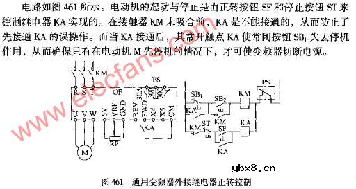 通用变频器外接继电器正转控制电路图