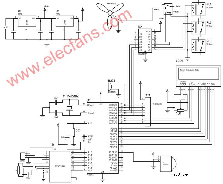 红外数字温控风扇电路,IR Digital Thermost