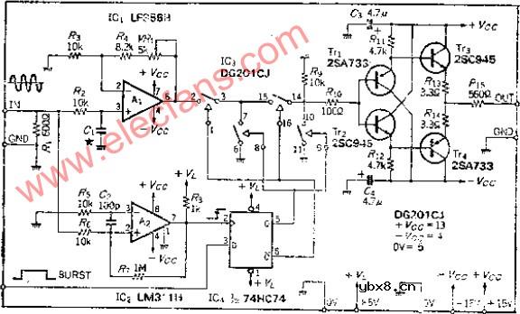 采用同步电路，使起/止相位稳定的短脉冲串波形发生电路