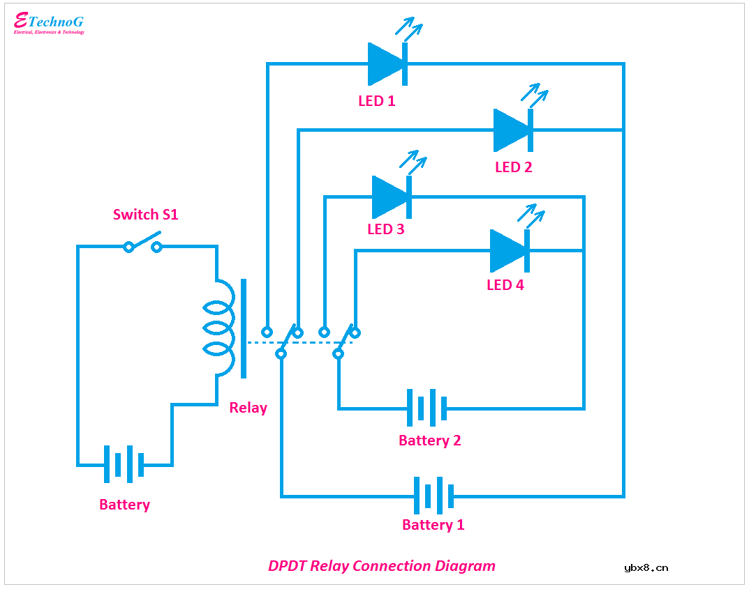 如何在电路中连接dpdt继电器？