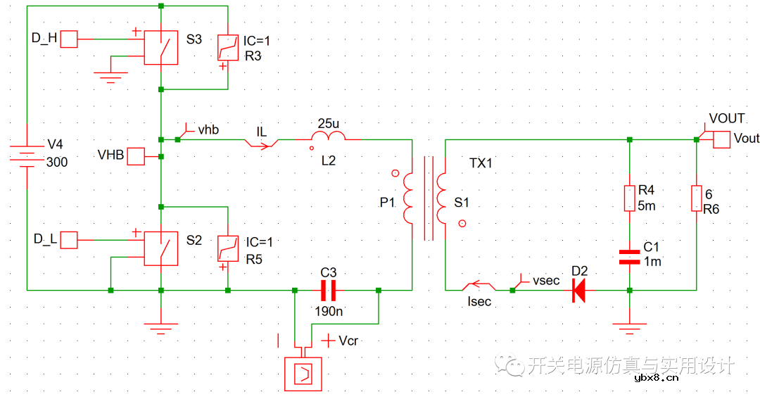 不对称半桥谐振反激变换器的实现原理和控制模型