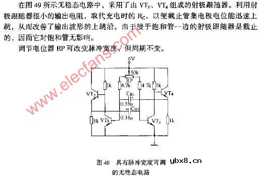 具有脉冲宽度可调的无稳态电路图
