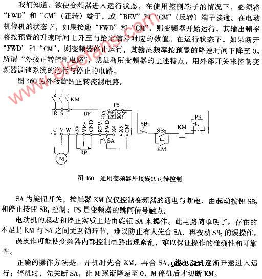 通用变频器外接旋钮正转控制电路图