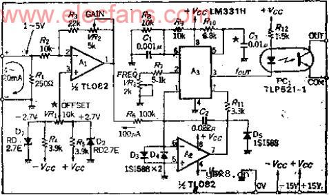 把4~20MA转换成10KHZ的隔离式电流-频率转换电路