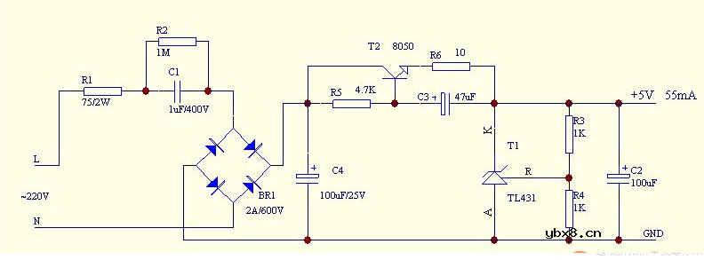 5v无变压器电源电路图解大全