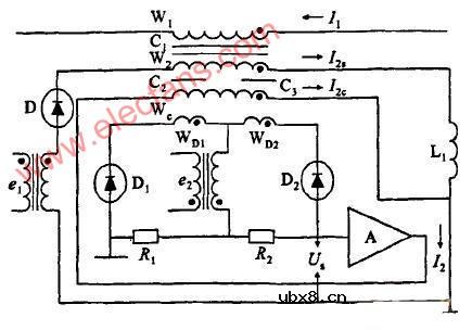 磁势自平衡回馈补偿式直流传感器原理图