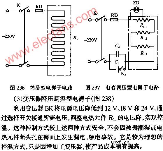 电褥子的几种典型电路图