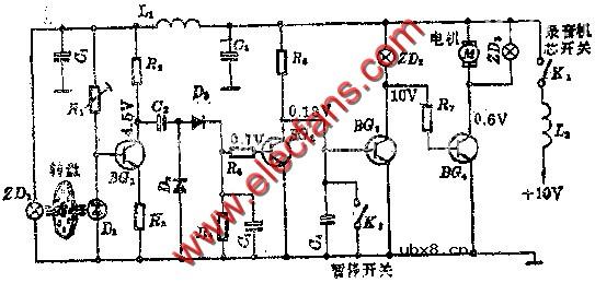 录音机全自动停机装置电路图