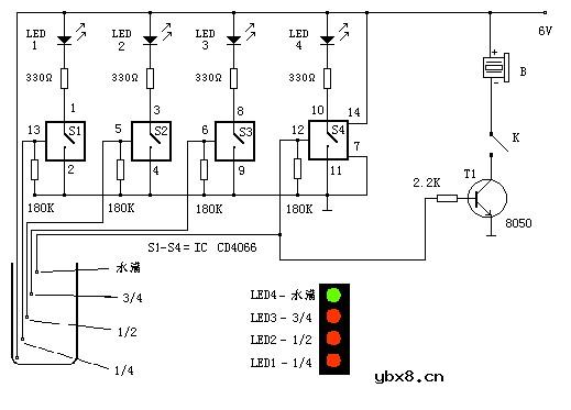 如何制作带水满报警功能的四级水位指示器