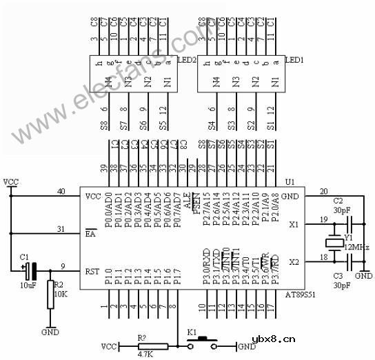 单片机动态数码显示电路
