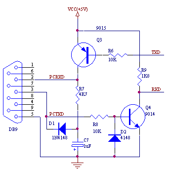 简易232接口电平转换电路