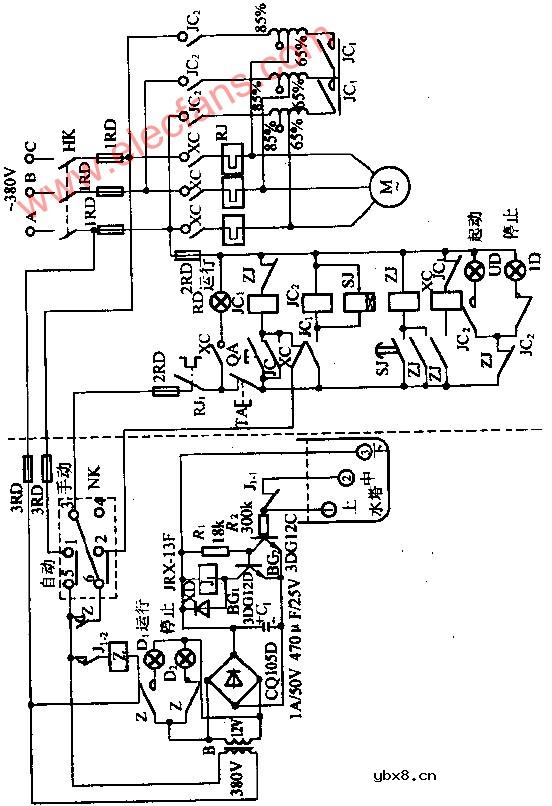 大型水塔自动控制供水线路图
