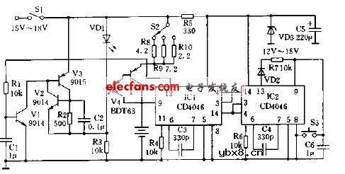 CD4046实现电池快速充电器电路