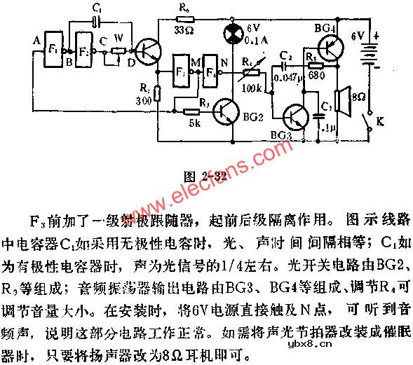 与非门组成声光节拍器电路图