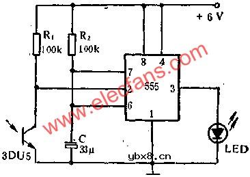 555电路组成光电打靶游戏机电路图