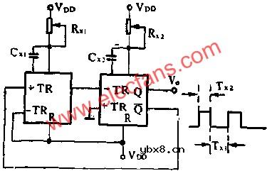 J210组成占空比和频率可调的振荡器电路图