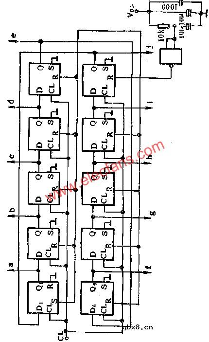 D触发器组成交替式显示控制电路图