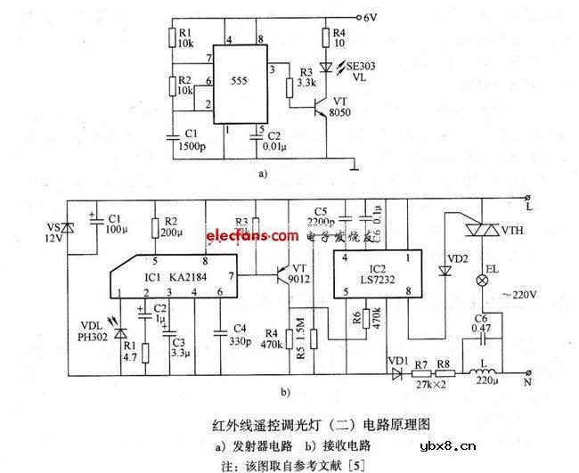 红外线遥控调光灯原理电路