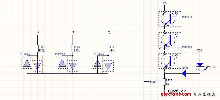 三相缺相报警灯电路