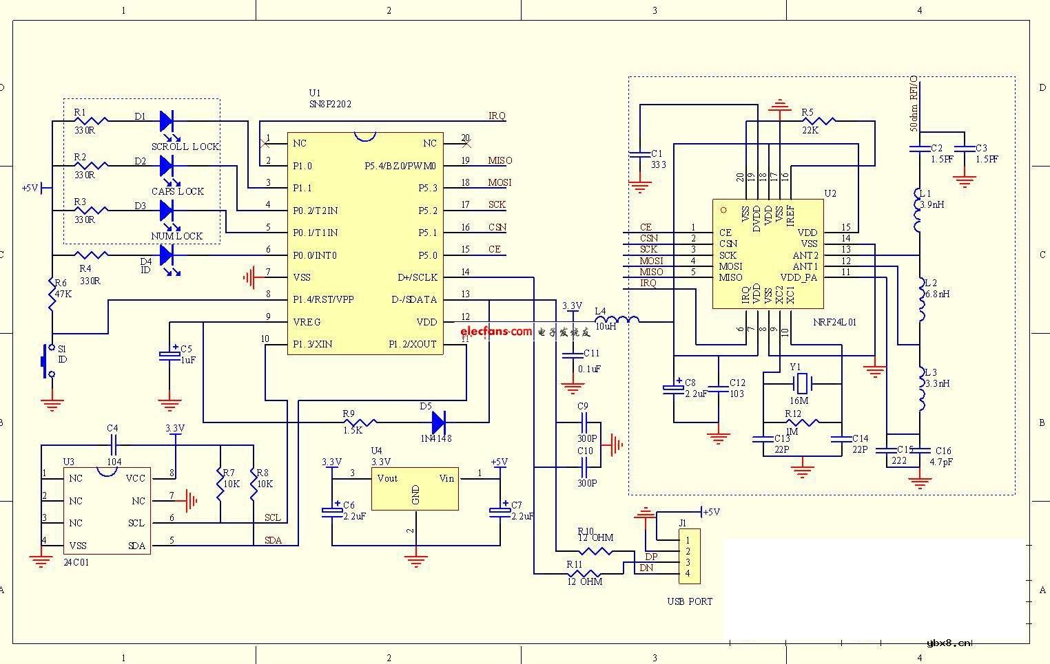 无线键盘接收部分电路
