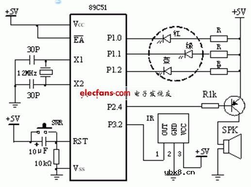 红外线遥控七色小彩灯电路及设计