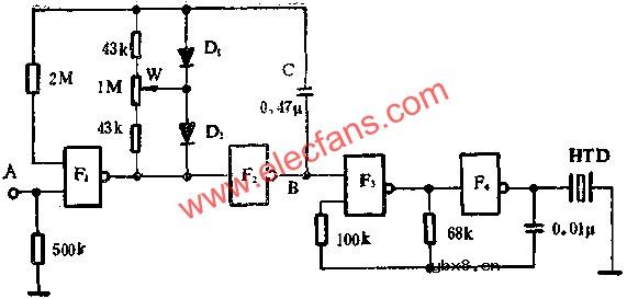 与非门组成报警线路图