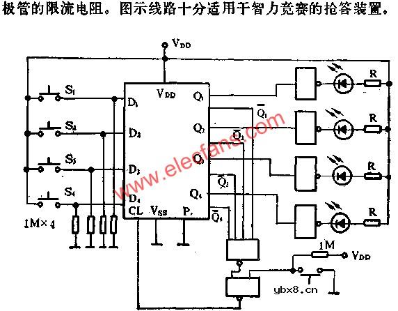 4D触发器组成四选一电路图