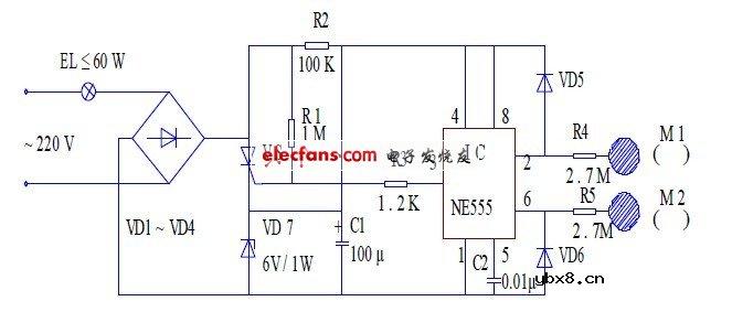 双键触摸式照明灯电路