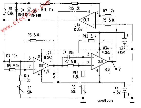 频率可调的移相式正弦波发生器电路