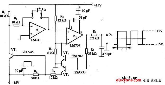 LM741构成的电容测量电路