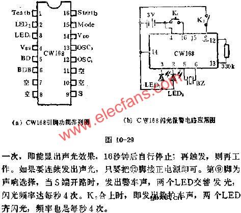 CW168闪光报警的应用电路图
