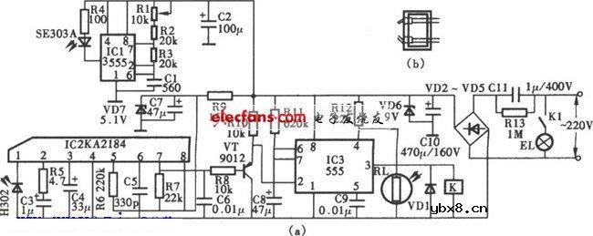 红外线遥控调光灯原理电路