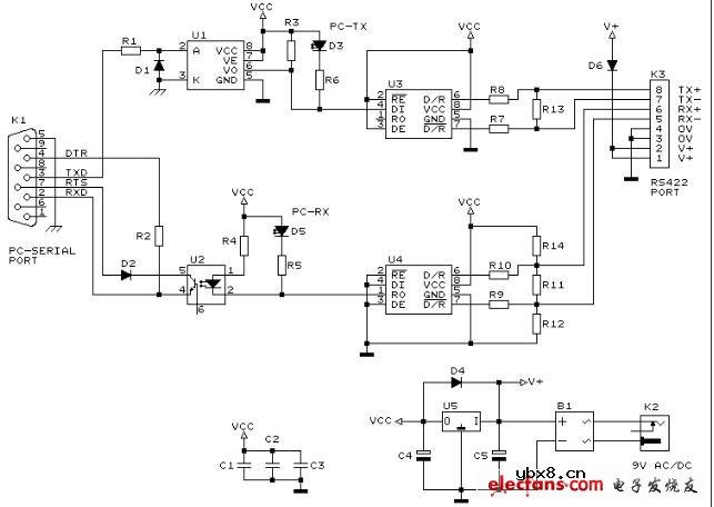 RS422光电隔离保护电路