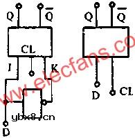 J-K触发器组成D触发器电路图