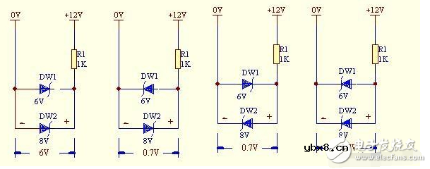 两个稳压二极管串联和并联的问题