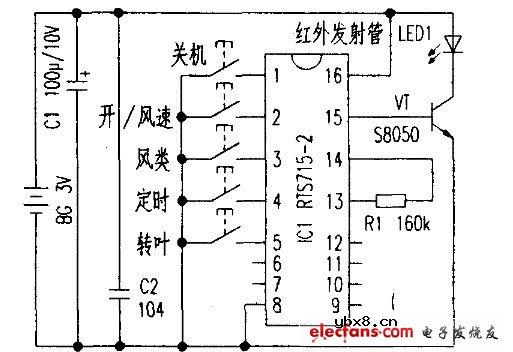 先锋KYT-3OD型遥控风扇电路及检修案例