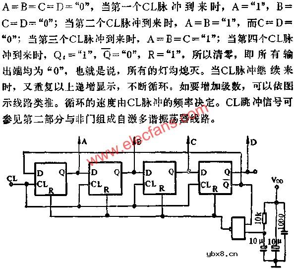 D触发器组成递增式显示控制电路图