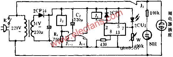 JEC-2组成光照式遥控开关电路图