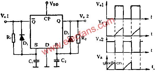 D触发器组成无稳态电路图