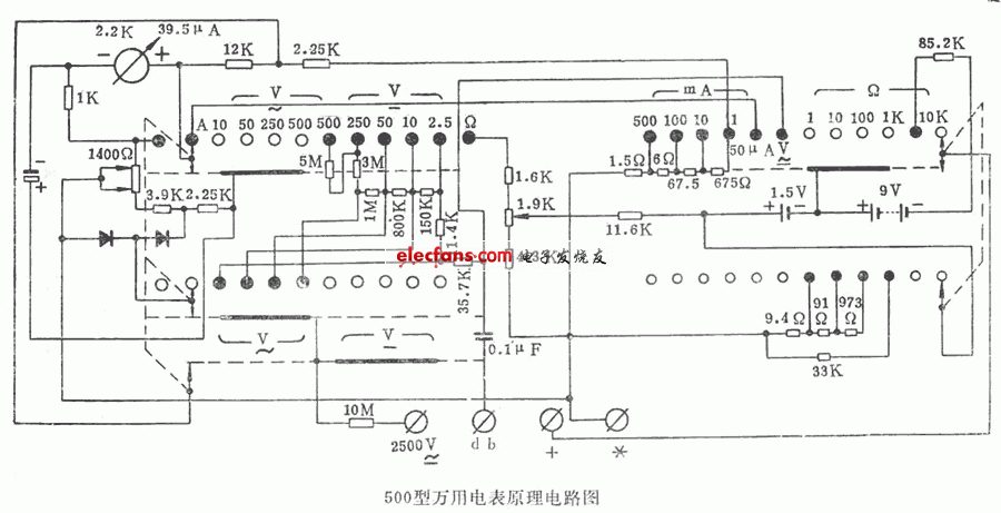 一款万用表电路原理图