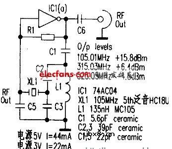 用逻辑门组成晶体振荡电路