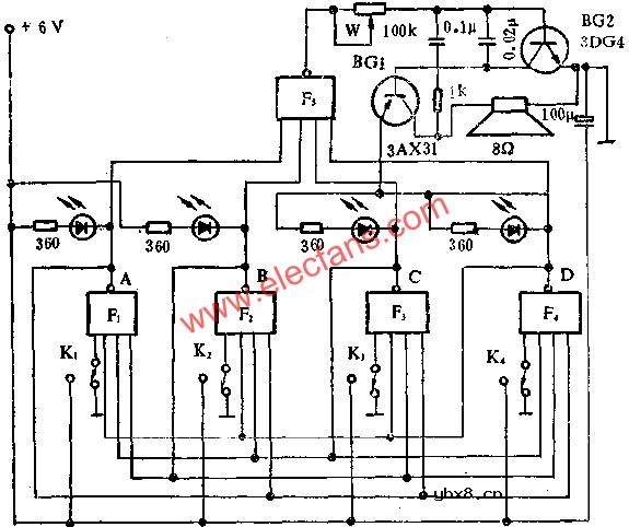 与非门组成智力竟赛抢答线路图
