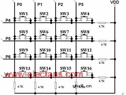 4×4键盘模块电路图