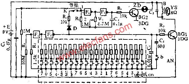 与非门组成小型电子琴线路电路图