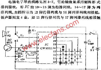 玩具电脑电子琴电路图